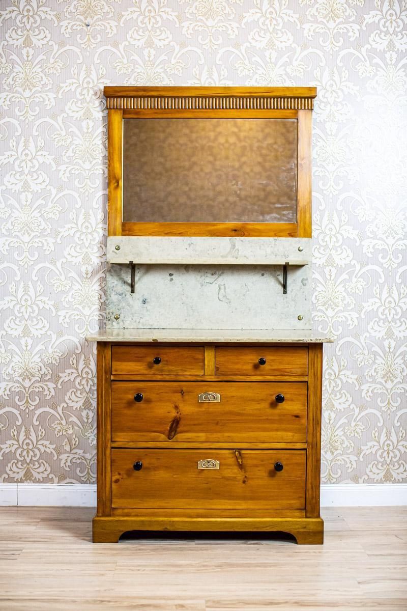 Art Nouveau Pine Dresser Turned Into Vanity From The Early 20th Century photo furniture