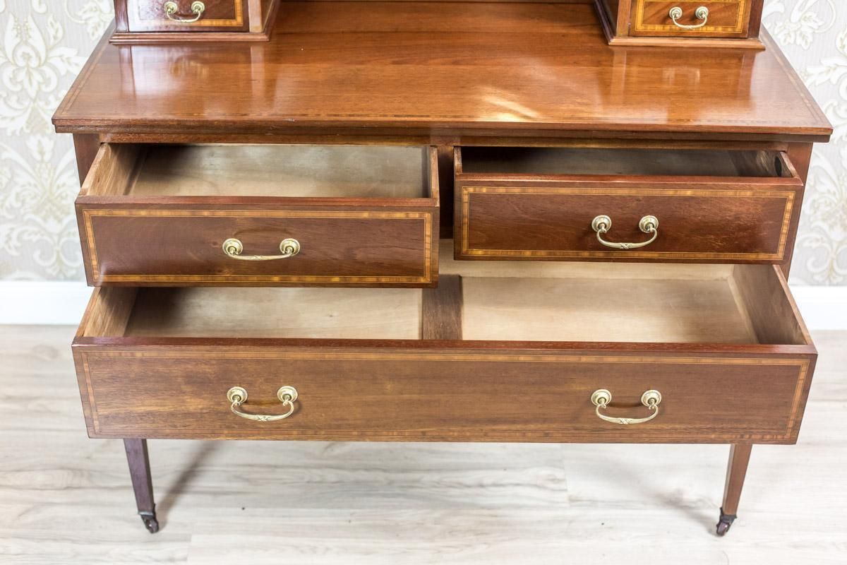 19th Century English Softwood & Mahogany Veneer Vanity Table, Signed Maple & Co. photo vintage
