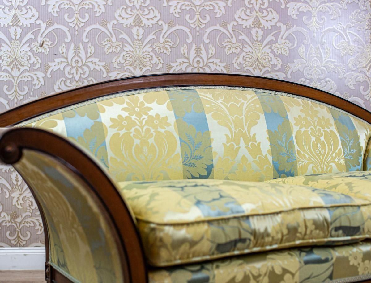 Stylized Walnut Sofa From The Early 20th Century With New Upholstery photo Furniture