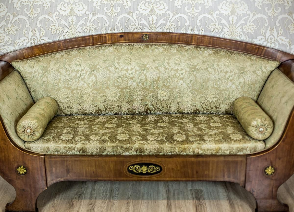 Antique Large  Biedermeier Sofa In Green With Brass Details, Circa 1860 photo buy