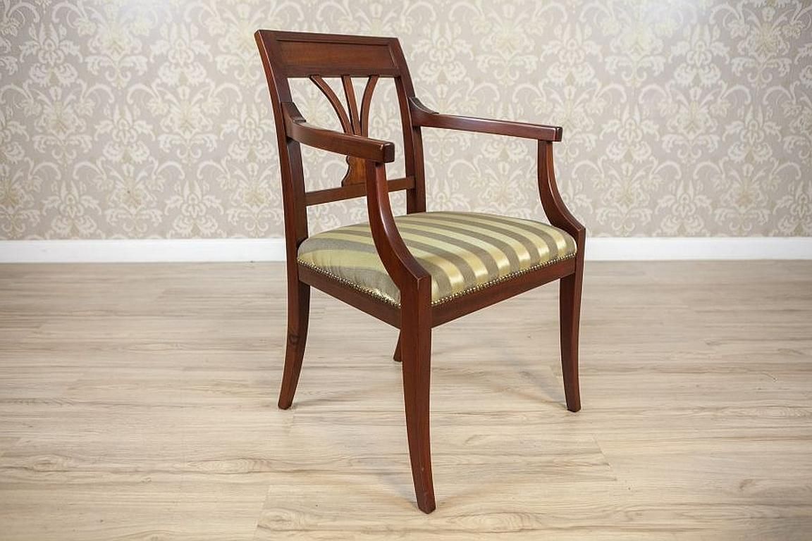 Two Armchairs Circa The 1980s/1990s Of Classicizing Forms In Striped Upholstery photo Furniture