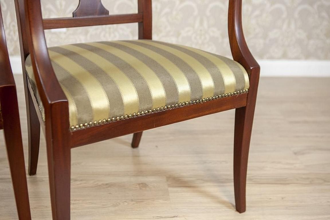 photo vinterior Two Armchairs Circa The 1980s/1990s Of Classicizing Forms In Striped Upholstery