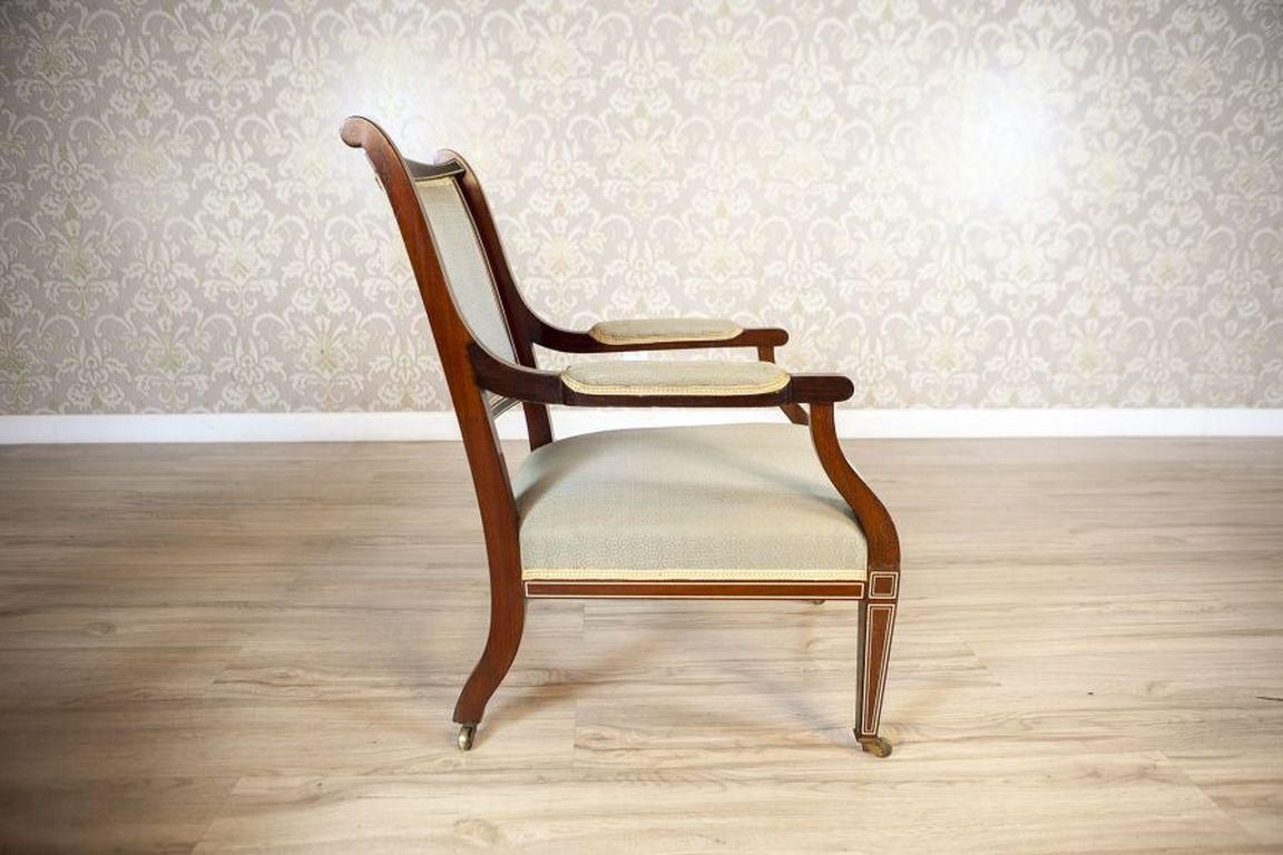 Pair Of 19th Century English Armchairs In Sheraton Style photo vintage