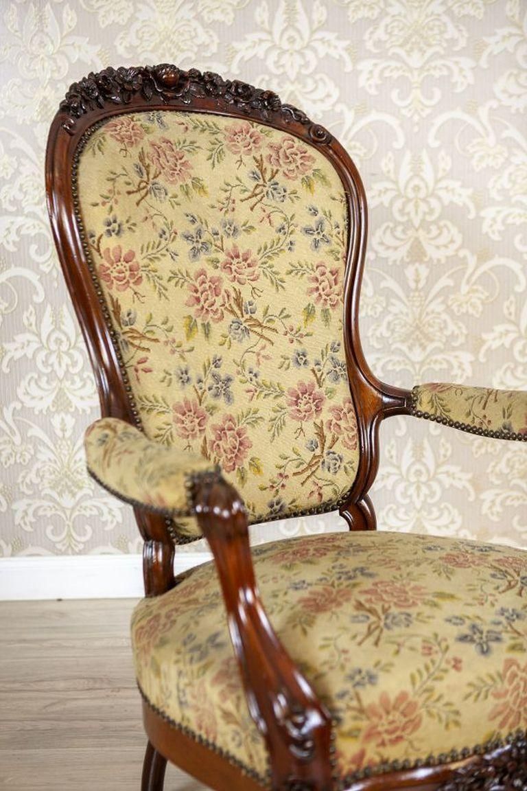 19th Century Baroque Revival Armchair With Floral Upholstered Seat photo buy