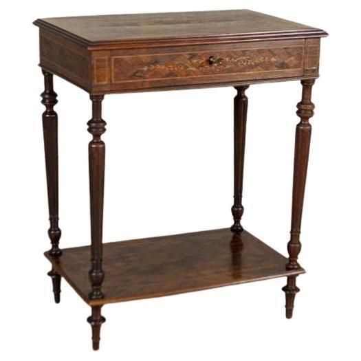 French Louis XVI Mahogany & Walnut Marquetry Side Table From The Early 20th Cent