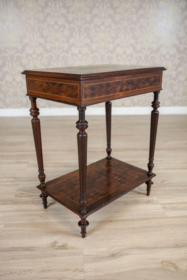 French Louis XVI Mahogany & Walnut Marquetry Side Table From The Early 20th Cent photo vinterior
