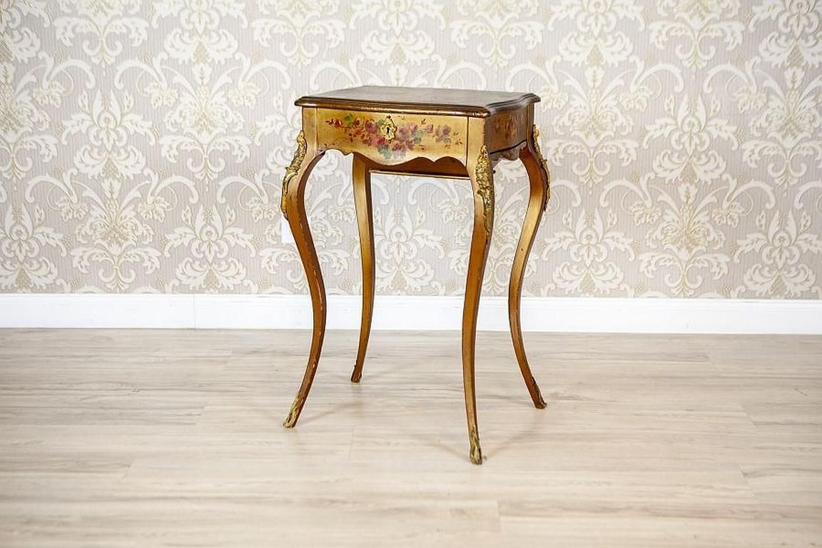 Mahogany Sewing Table With Brass Details From The Late 19th Century photo furniture
