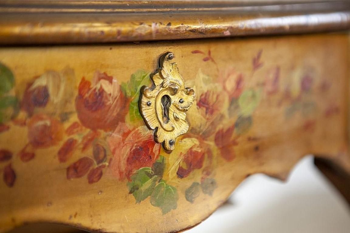 Furniture Mahogany Sewing Table With Brass Details From The Late 19th Century photo