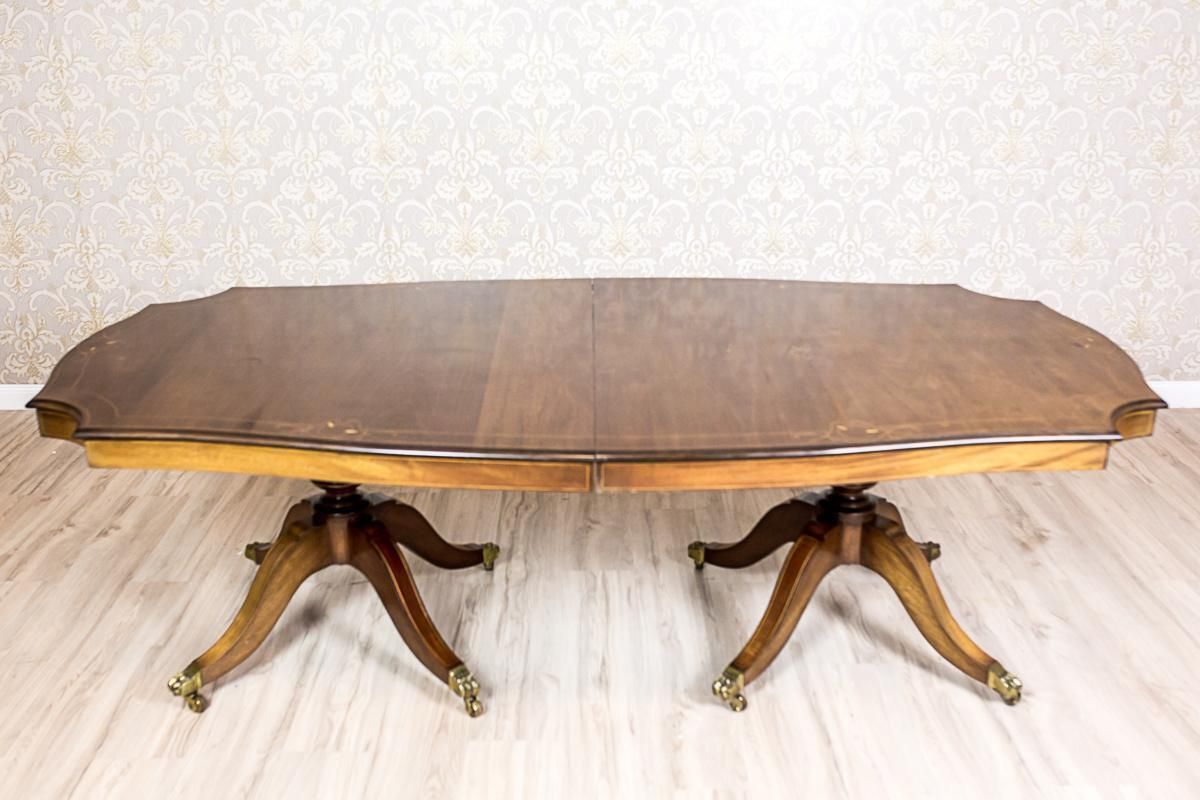 English, Extendable Dining Table Veneered With Mahogany, Circa 1920 photo for sale