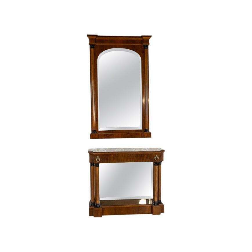 20th Century Biedermeier Set Of Console Table And Mirror