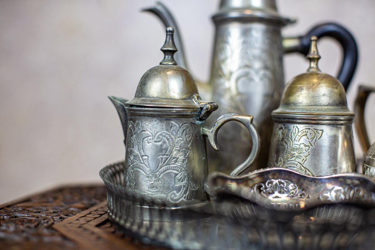 Silver Plated Coffee Set From The Turn Of The 19th And 20th Centuries With Tray photo Home Decor