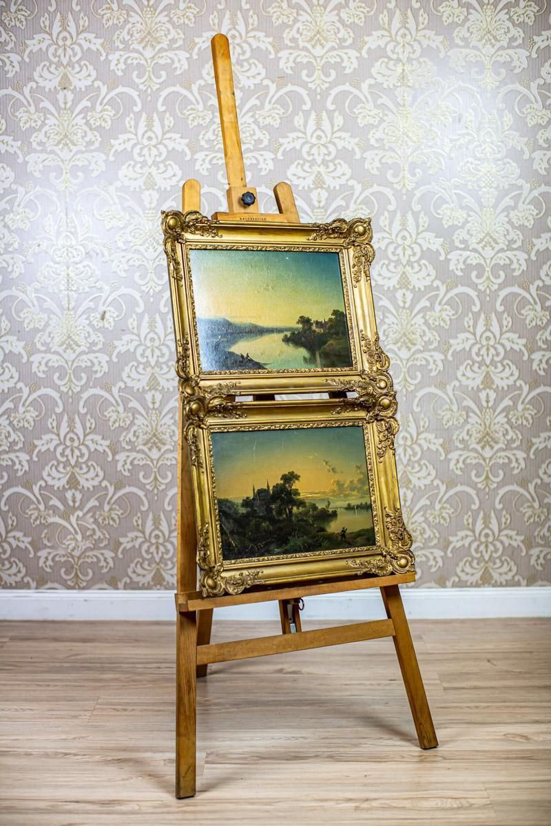 photo furniture 19th Century Oil On Hardboard Depicting River In Gold Frame