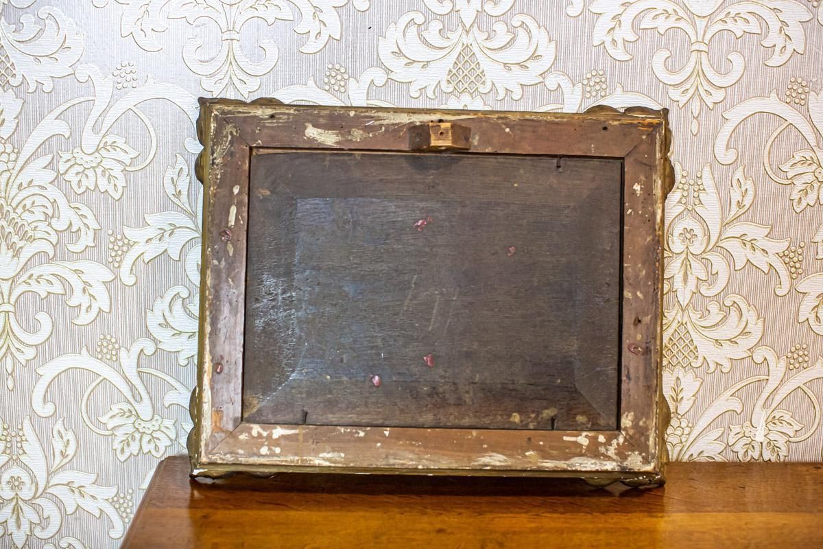 photo for sale 19th Century Oil On Hardboard Depicting Nature In Gold Frame