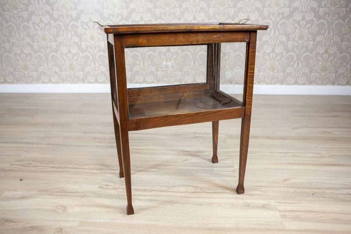 Oak Tea Cabinet With Tray From The Early 20th Century photo for sale