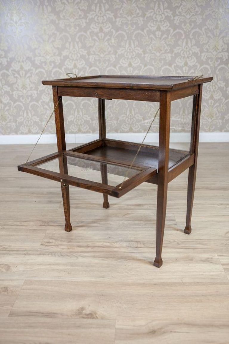 Oak Tea Cabinet With Tray From The Early 20th Century photo vinterior