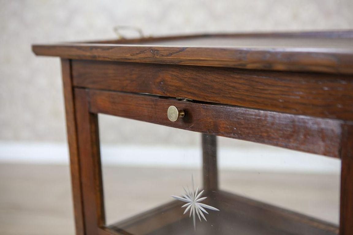 photo for sale Oak Tea Cabinet With Tray From The Early 20th Century