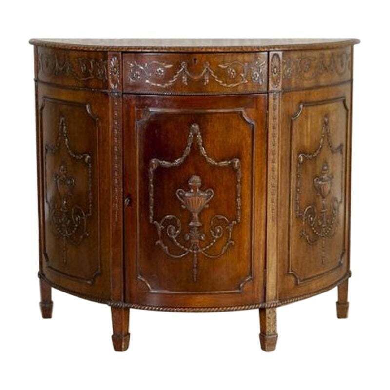 English Empire Style Oak Cabinet From The Late 19th Century