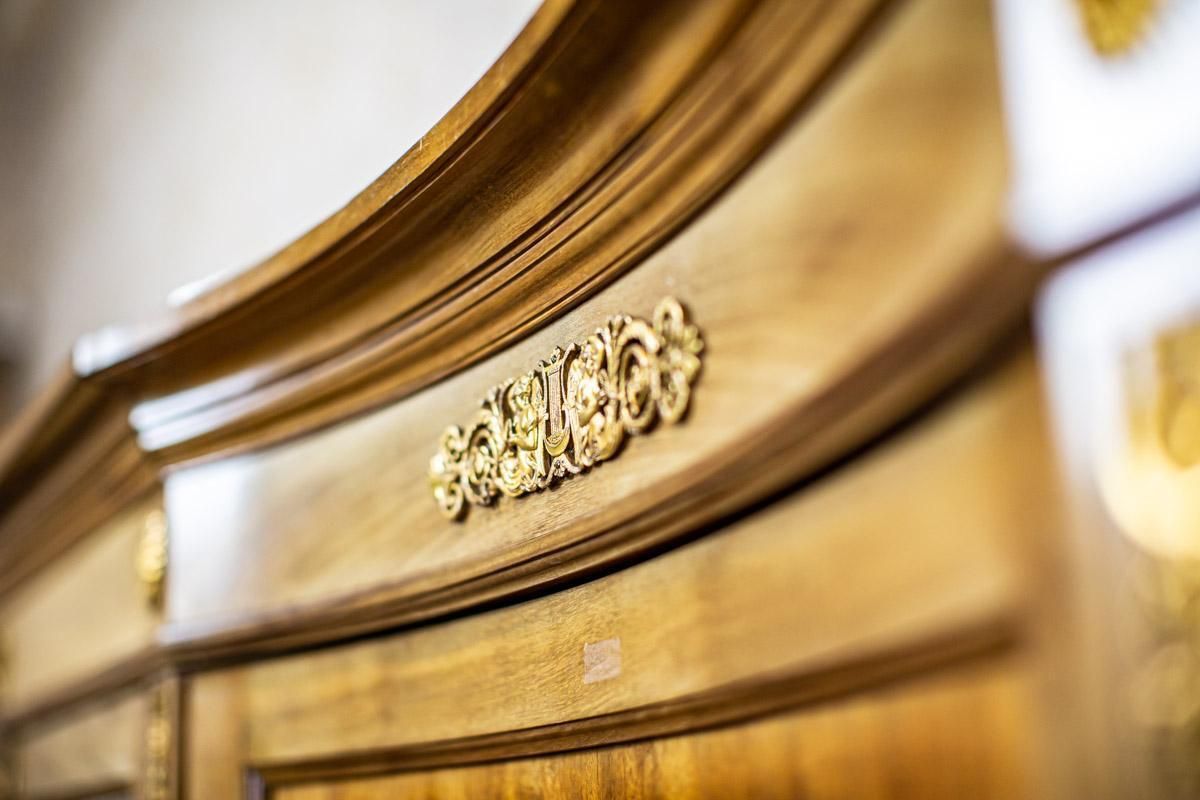 photo furniture Early 20th Century Bookcase In The Empire Type With Brass Appliques