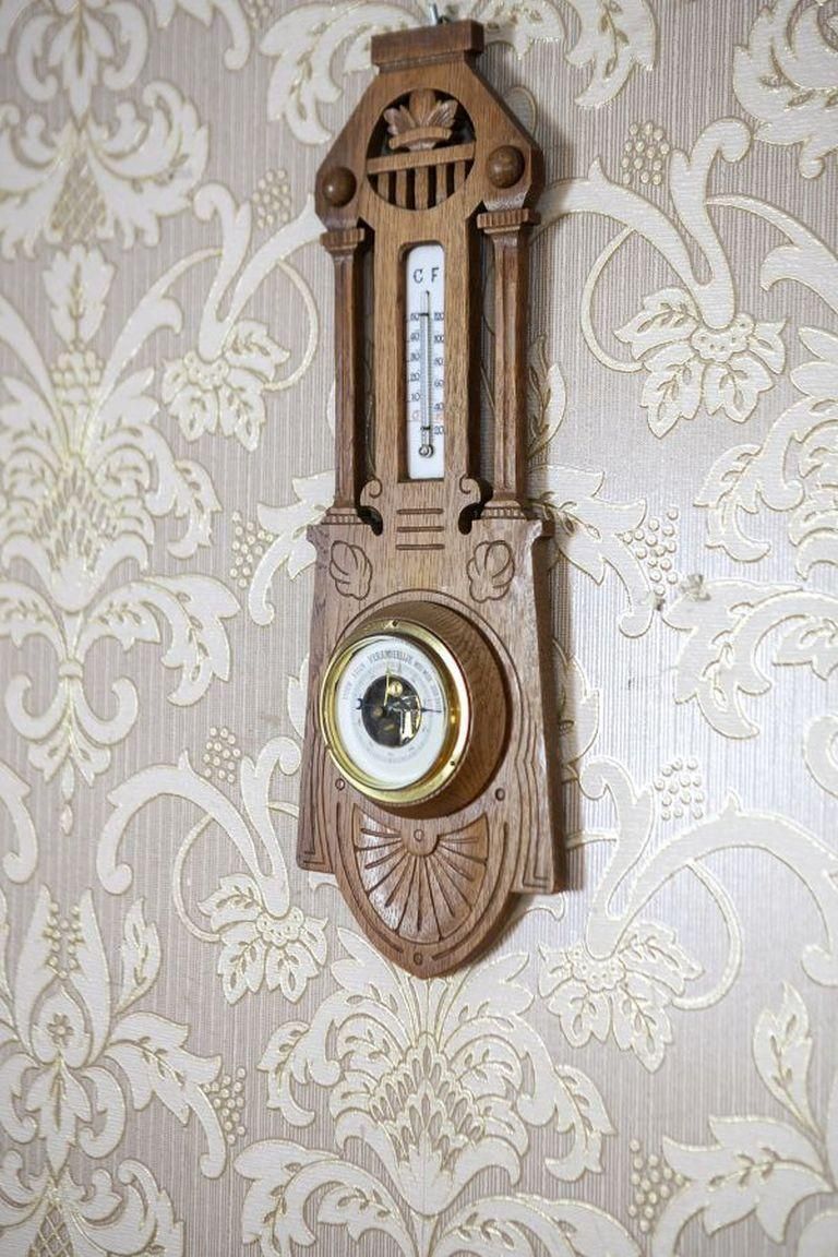 Eclectic Dutch Barometer With Thermometer From The Early 20th Century photo for sale