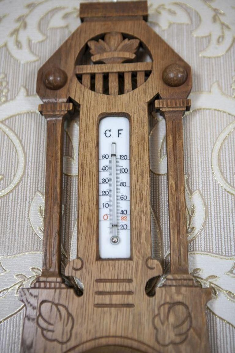 Eclectic Dutch Barometer With Thermometer From The Early 20th Century photo 335.0