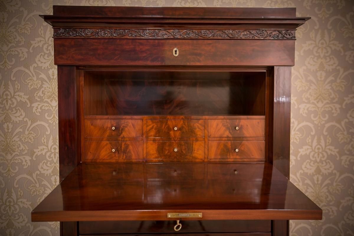 Biedermeier Mahogany Secretary Desk, Circa 1860, After Renovation photo for sale