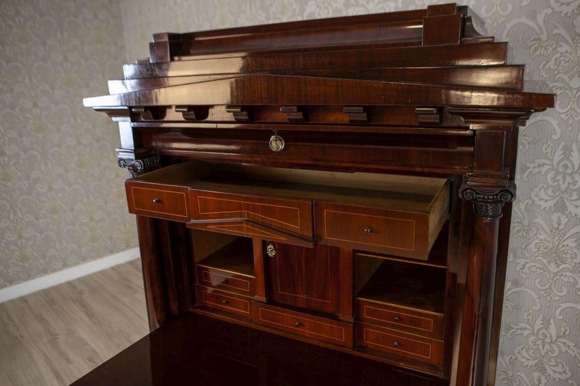 Biedermeier Antique Secretary Circa 1840 Veneered With Mahogany photo vintage