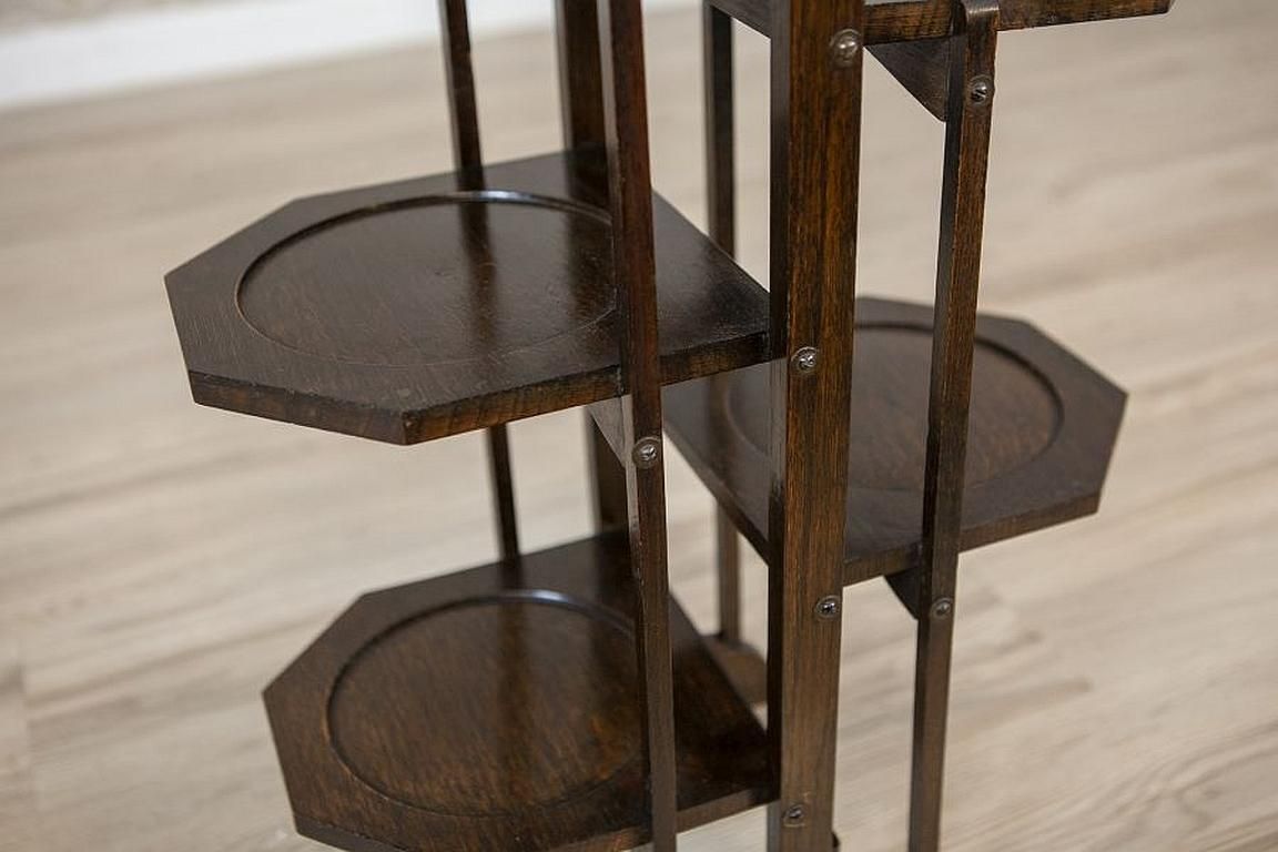 Home Decor Oak Flower Stand From The Late 20th Century photo