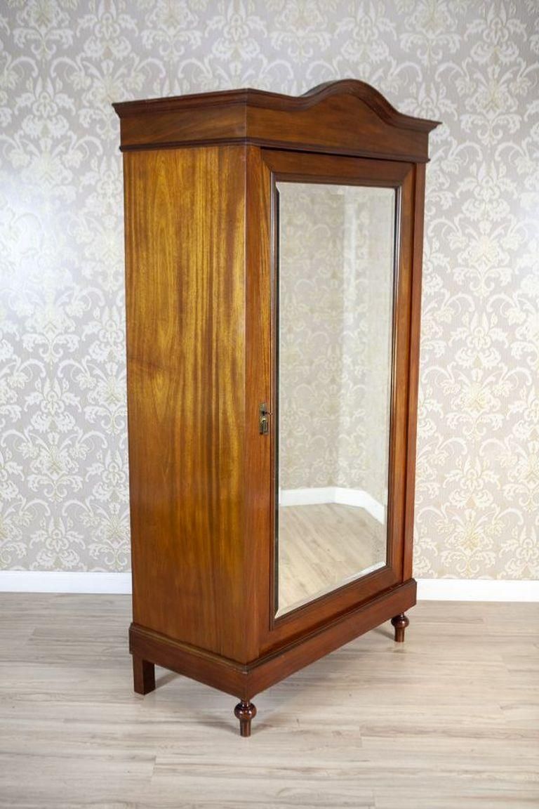 20th Century Mahogany Linen Press With Mirror photo for sale