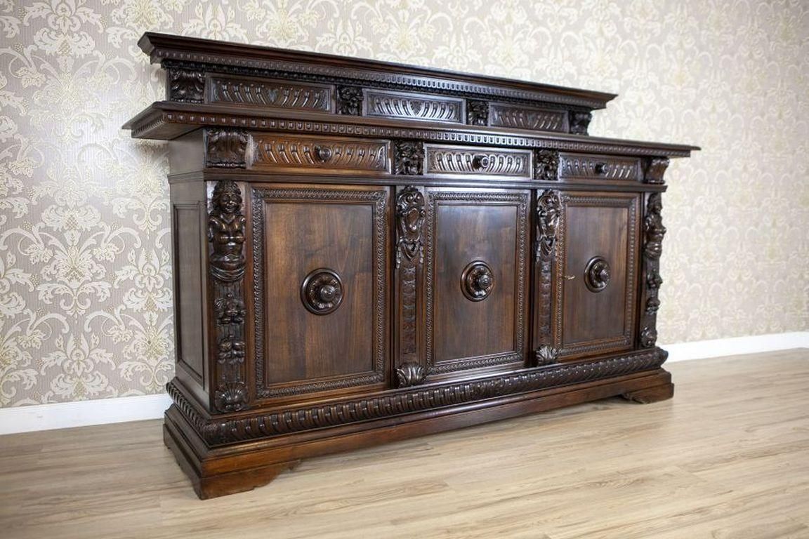 19th Century Neo Renaissance Oak Sideboard In Deep Brown photo buy