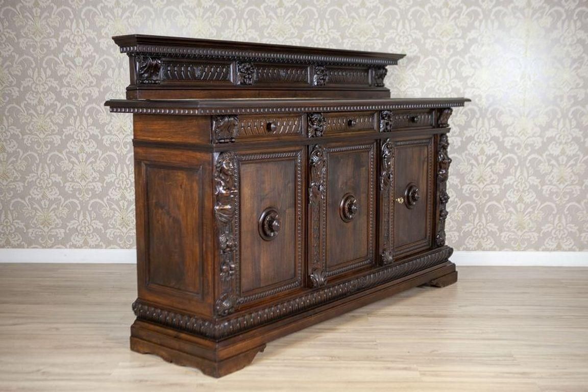 19th Century Neo Renaissance Oak Sideboard In Deep Brown photo vintage