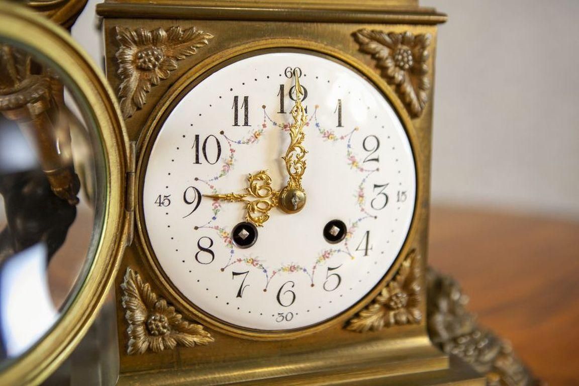 Home Decor Napoleon III French Bronze Mantel Clock Set From The 19th Century photo
