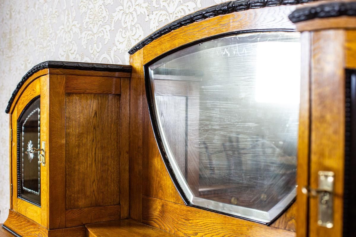 3100.0 Art Nouveau Sideboard Veneered With Oak, The Turn Of The 19th And 20th Century photo