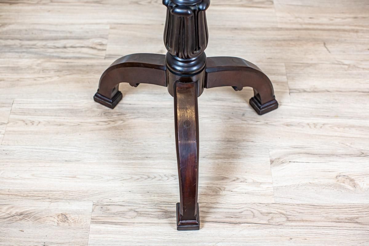 Massive Oak Pedestal/Flower Stand From The Interwar Period In Dark Brown photo vinterior