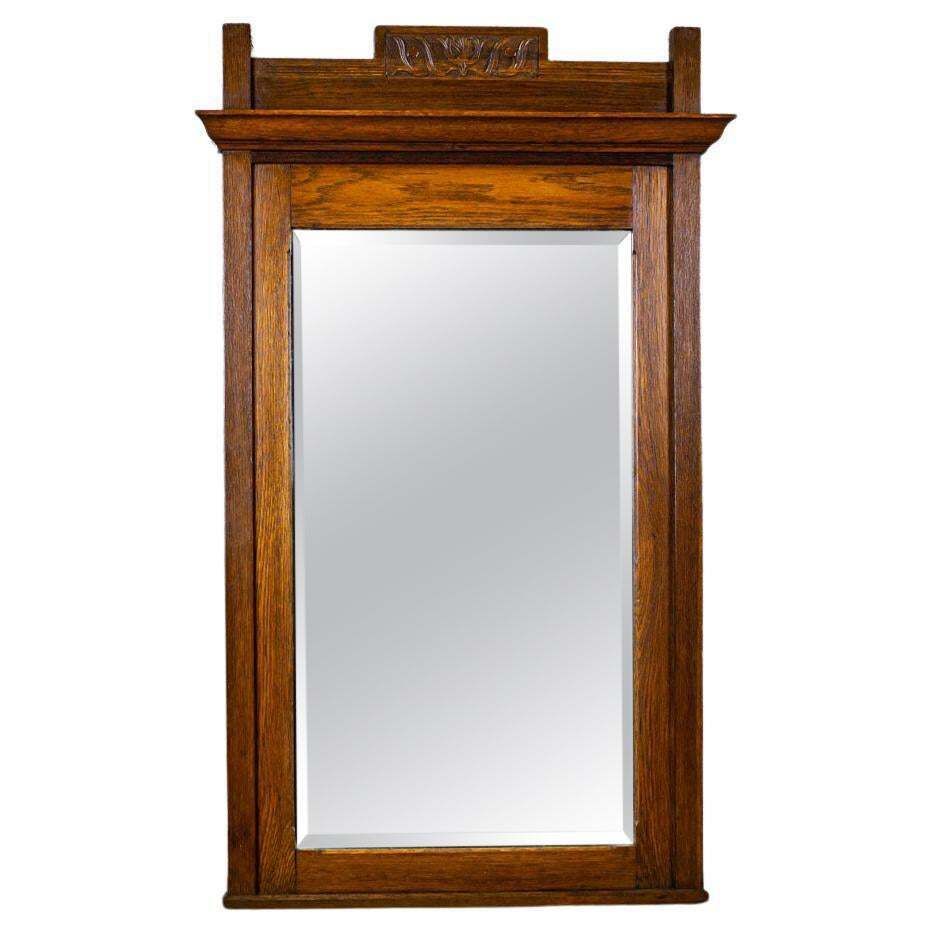 Early 20th Century Floor Mirror In Light Brown Oak Frame