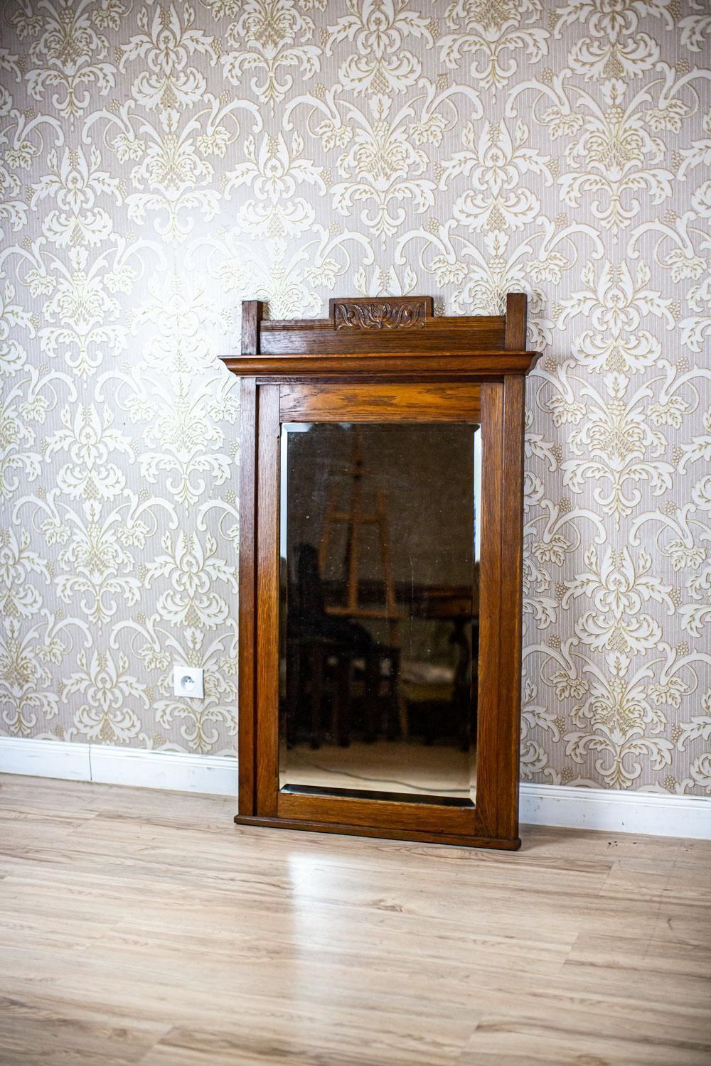 Early 20th Century Floor Mirror In Light Brown Oak Frame photo for sale