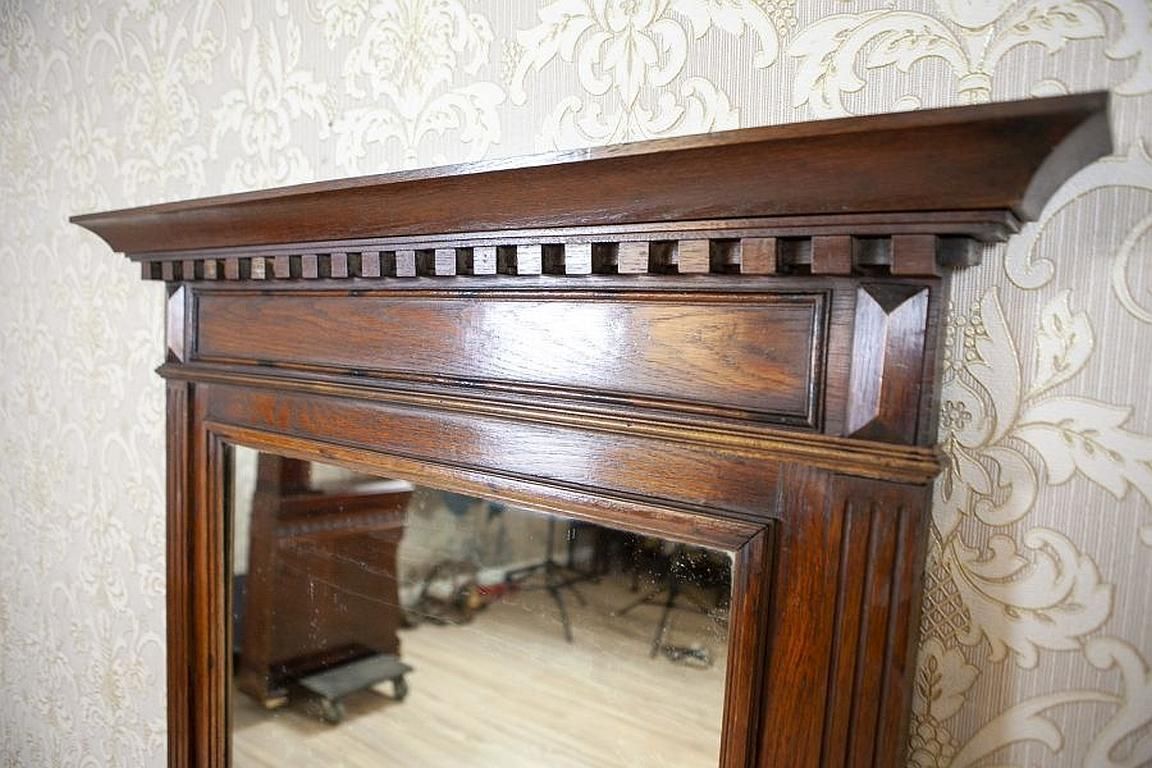 Renaissance Revival Mirror From The Early 20th Century In Brown Oak Frame photo vintage