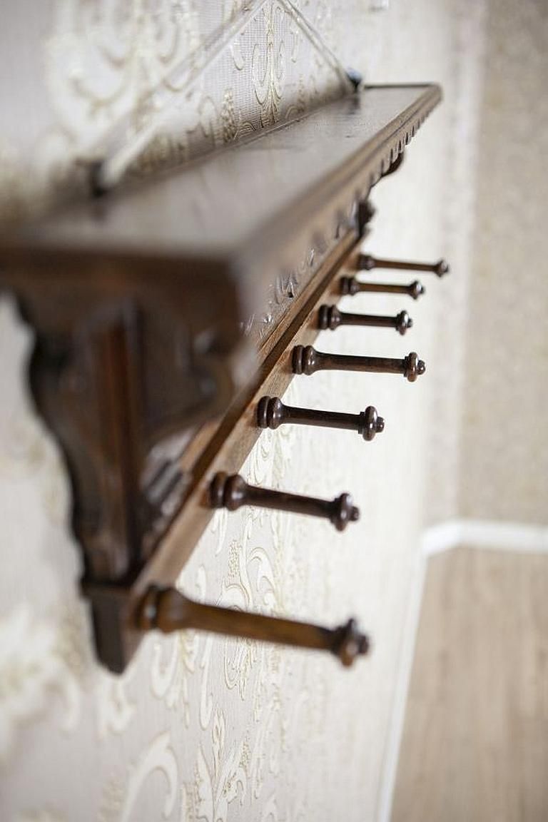 Oak Coat Rack From The Early 20th Century In Dark Brown photo Furniture