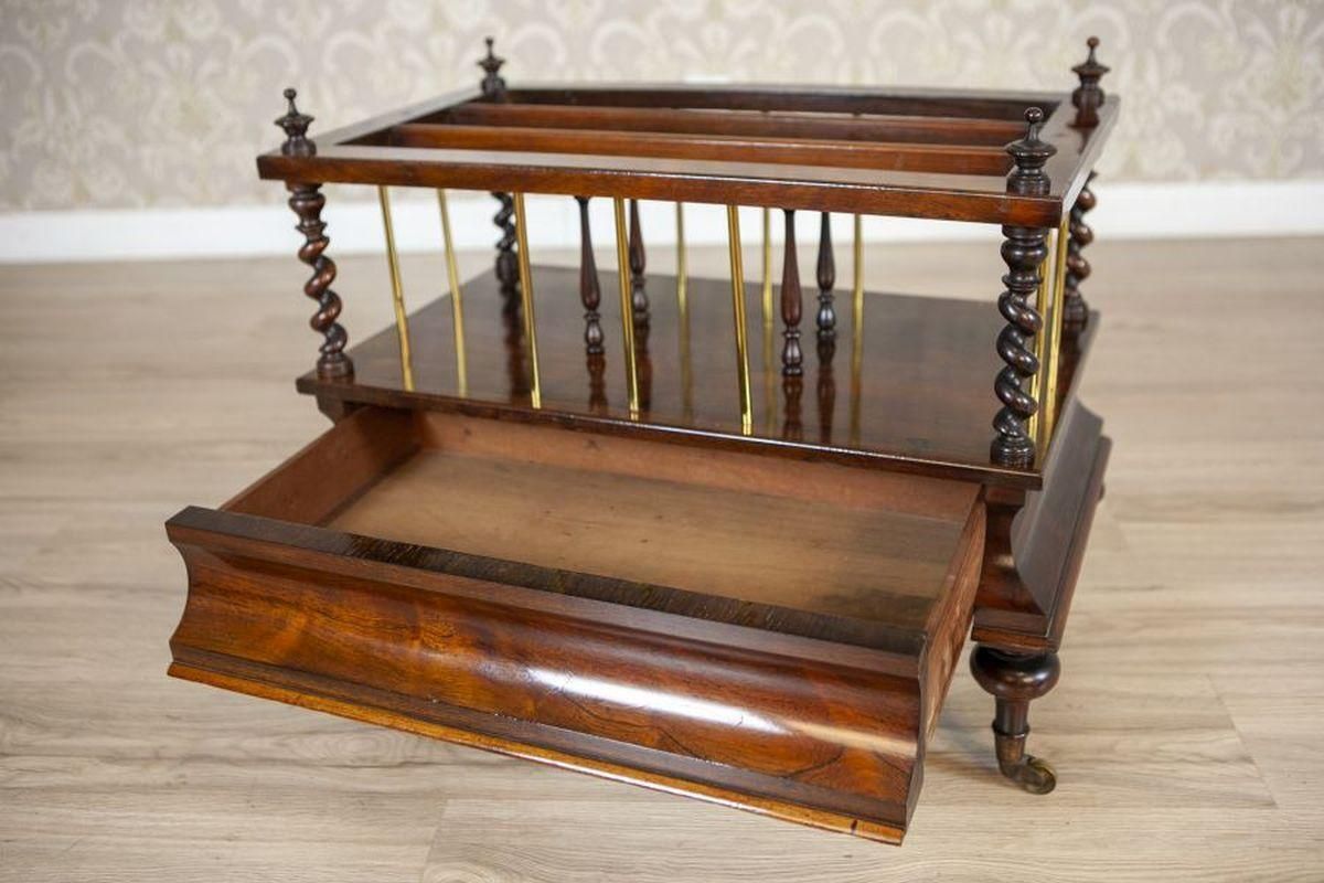 Wooden Magazine Rack From The Early 20th Century In Dark Brown photo vinterior