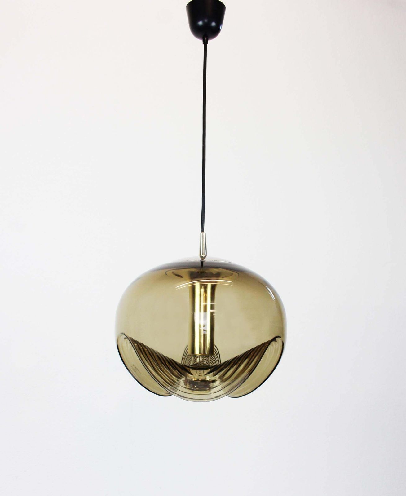 One Of Four Large Smoked Glass Pendant Light By Peill & Putzler, Germany, 1970s photo 1418.0