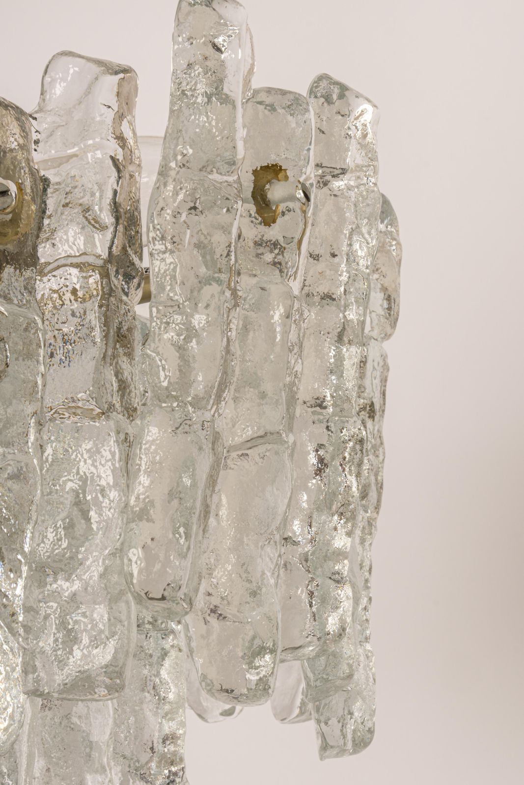 1 Of 5 Large Murano Ice Glass Chandelier By Kalmar, Austria, 1960s photo Lighting