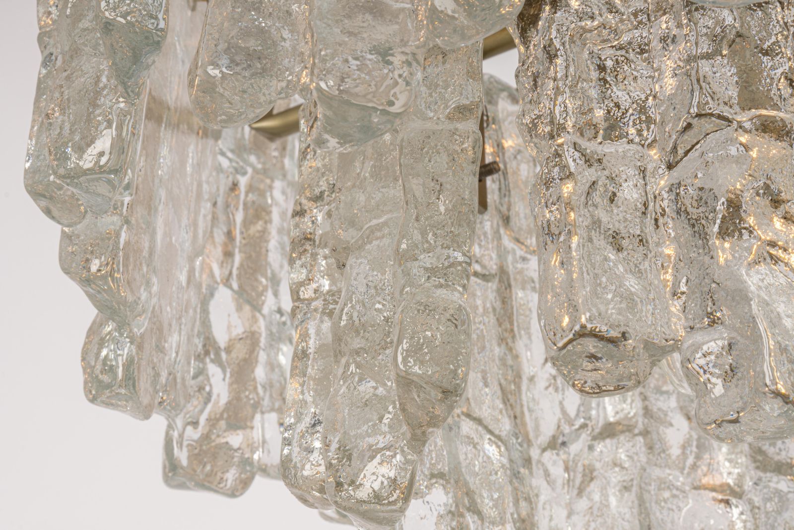 1 Of 5 Large Murano Ice Glass Chandelier By Kalmar, Austria, 1960s photo vinterior
