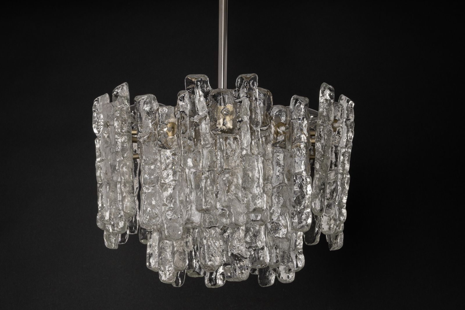 1 Of 5 Large Murano Ice Glass Chandelier By Kalmar, Austria, 1960s photo buy