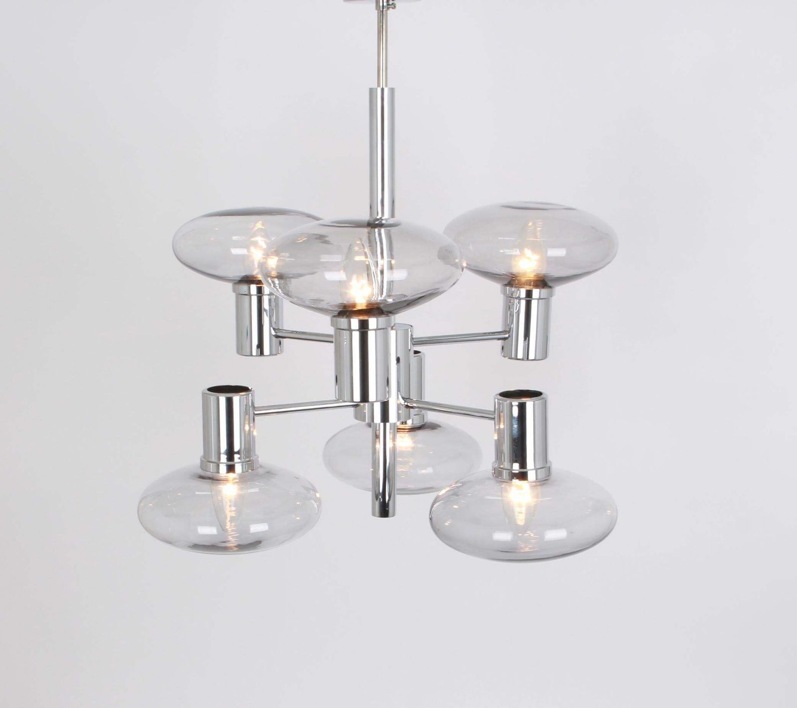Sputnik Chrome  Chandelier By Doria , Germany, 1960s photo furniture