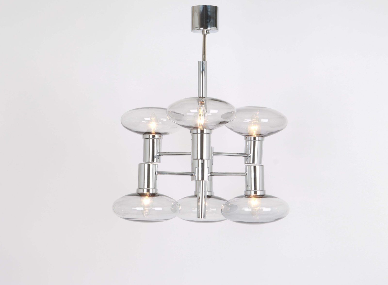 Sputnik Chrome  Chandelier By Doria , Germany, 1960s photo Lighting