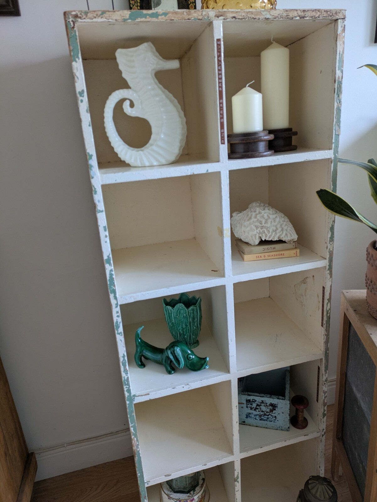 Vtg Haberdashery Pigeon Holes Shelving Shelves Office Sectional Storage White photo vinterior