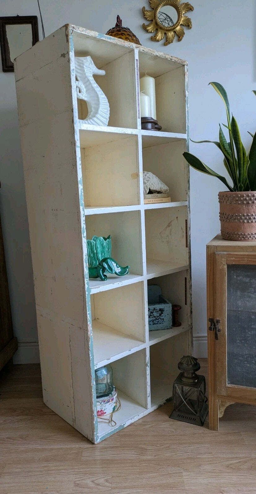 photo furniture Vtg Haberdashery Pigeon Holes Shelving Shelves Office Sectional Storage White