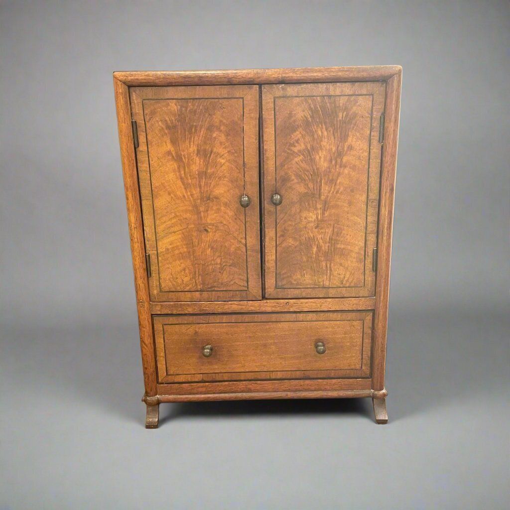 Mini Burr Walnut Cabinet With Book Match Veneers Circa 1870