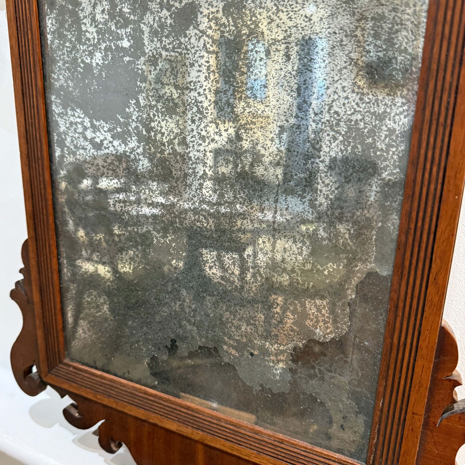 Original Georgian Fret Mirror With Heavily Foxed Glass photo for sale