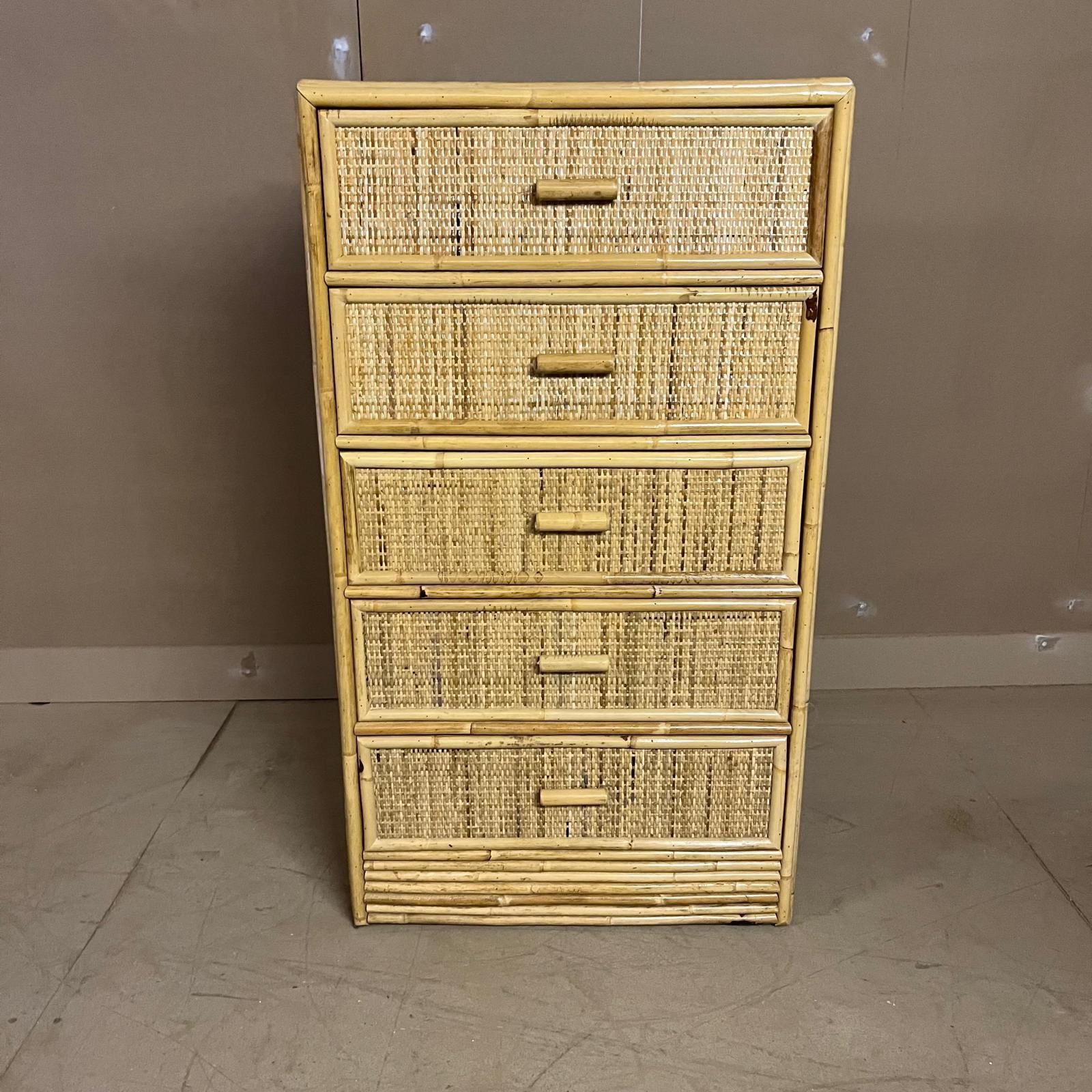 Vintage Cane And Bamboo Chest Of Drawers photo vinterior