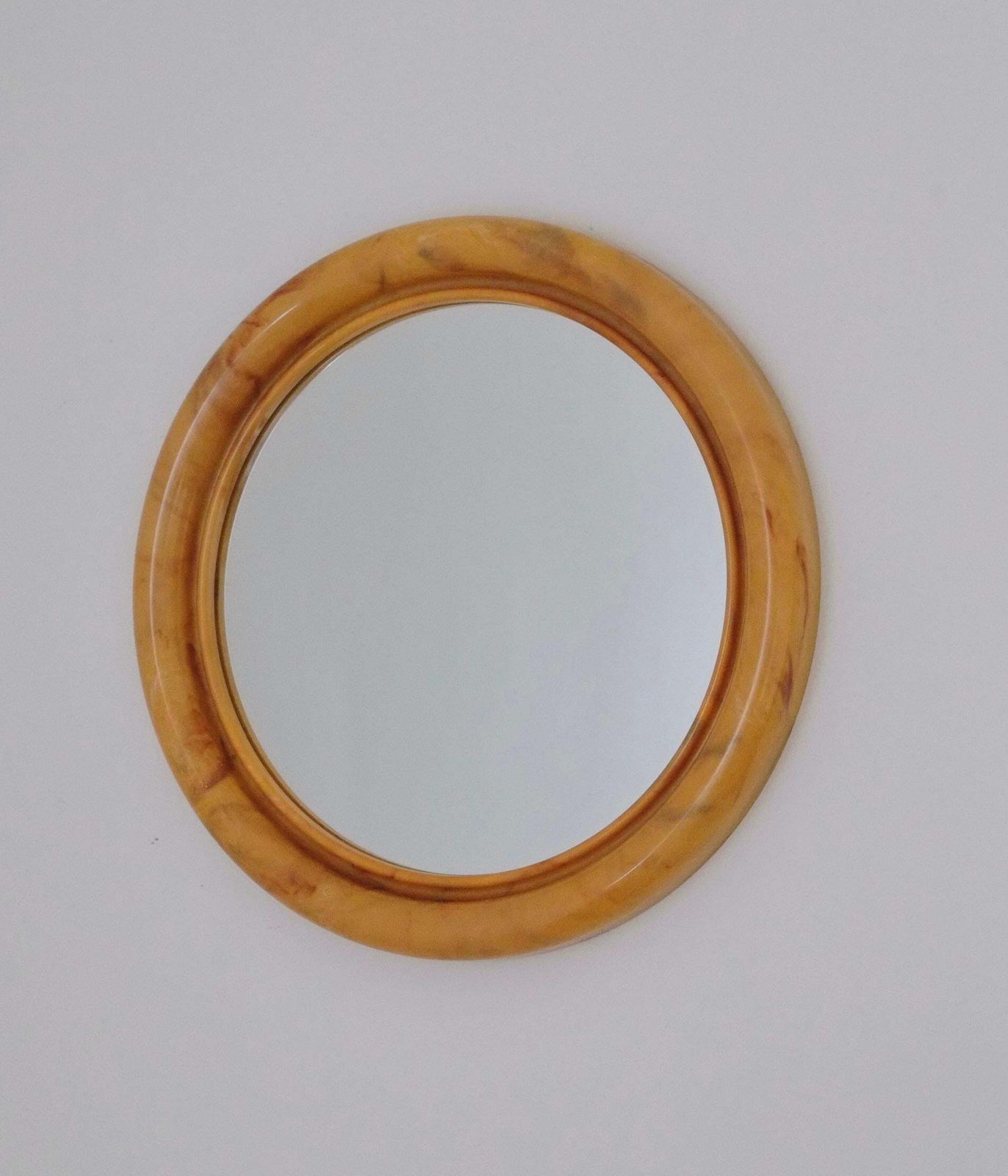 photo for sale 60's Mid Century Retro English Butterscotch Marbled Round Bathroom Mirror